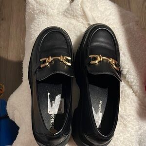 Black Loafers with Gold Accent